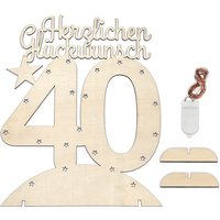 Leuchtender Aufsteller aus Holz zum 40. Geburtstag, mit 20 LEDs von Happygoods GmbH