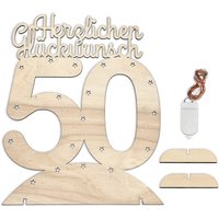 Leuchtender Aufsteller aus Holz zum 50. Geburtstag, mit 20 LEDs von Happygoods GmbH