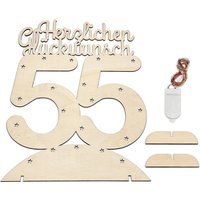 Leuchtender Aufsteller aus Holz zum 55. Geburtstag, mit 20 LEDs Leuchtender Aufsteller aus Holz zum 55. Geburtstag, mit 20 LEDs von Happygoods GmbH