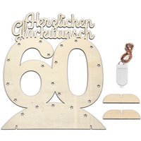 Leuchtender Aufsteller aus Holz zum 60. Geburtstag, mit 20 LEDs von Happygoods GmbH