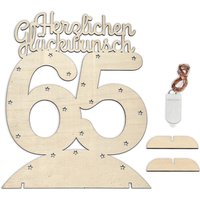 Leuchtender Aufsteller aus Holz zum 65. Geburtstag, mit 20 LEDs von Happygoods GmbH