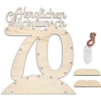 Leuchtender Aufsteller aus Holz zum 70. Geburtstag, mit 20 LEDs von Happygoods GmbH