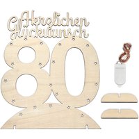 Leuchtender Aufsteller aus Holz zum 80. Geburtstag, mit 20 LEDs von Happygoods GmbH