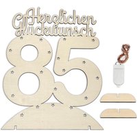 Leuchtender Aufsteller aus Holz zum 85. Geburtstag, mit 20 LEDs von Happygoods GmbH