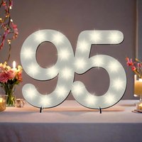 XXL Zahl weiß zum 95. Geburtstag, mit 20 LEDs, ca. 40cm x 30cm von Happygoods GmbH