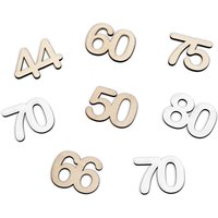 Streudeko Zahlen aus weiß lackiertem Holz im 12er Pack, Zahl 50, edle Tischdeko zum Geburtstag von Happygoods GmbH