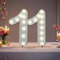 XXL Zahl weiß zum 11. Geburtstag, mit 40 LEDs, ca. 70cm x 50cm von Happygoods GmbH