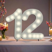 XXL Zahl weiß zum 12. Geburtstag, mit 20 LEDs, ca. 28cm x 20cm von Happygoods GmbH