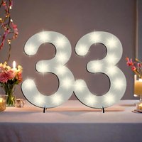 XXL Zahl weiß zum 33. Geburtstag, mit 40 LEDs, ca. 70cm x 50cm von Happygoods GmbH