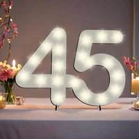 XXL Zahl weiß zum 45. Geburtstag, mit 40 LEDs, ca. 70cm x 50cm von Happygoods GmbH