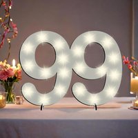 XXL Zahl weiß zum 99. Geburtstag, mit 20 LEDs, ca. 28cm x 20cm von Happygoods GmbH