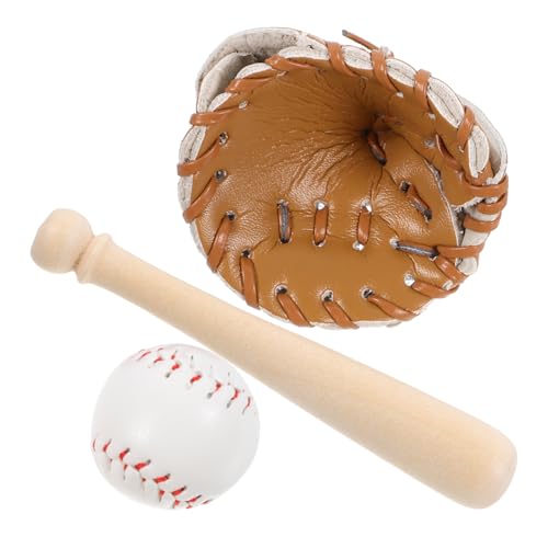 1 Satz Baseball mit Handschuh und Ball Dekorative Sportornamente für Mini Häuser Realistische Nachbildung Vielseitig Einsetzbar Kreative Spielzeuge für Geburtstagsfeiern von Happyyami