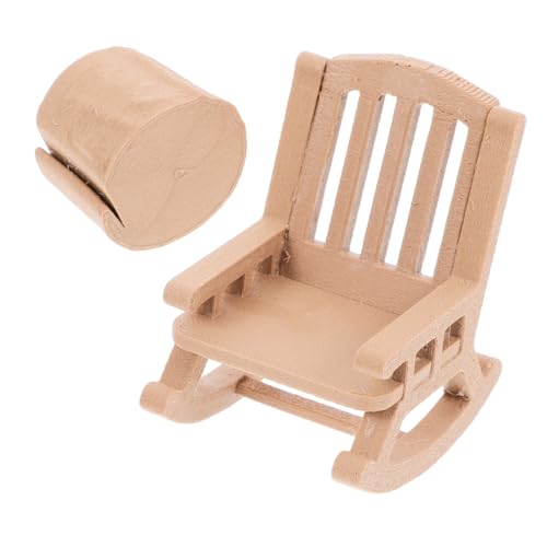 1 Set Miniaturmöbel Stühle Puppenhaus Schaukelstuhl Liegestuhl Kleine Raummöbel Puppenhaus Stühle Feengarten Miniaturen Möbelzubehör Puppenhaus Pla Kaffee Happyyami von Happyyami