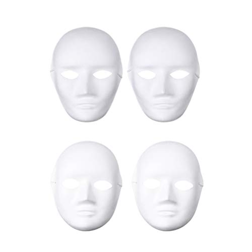4pcs Weiße Maske Zellstoff Blank Persönlichkeit Masken Kreative Maske für DIY Halloween Weinachten Handwerk Kinder Erwachsener Party Gastgeschenke von Happyyami