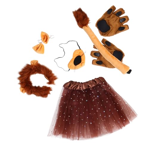 Happyyami 1 Satz Löwenkopfschmuckanzug Lustig Löwen Kostüm Halloween Faschingskostüm-kit Dschungel Zirkus Stirnbänder Mit Mähne Cosplay Flanell Light Brown von Happyyami
