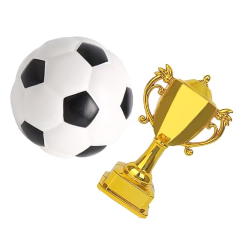 Happyyami 1 Satz Miniatur Fußball Trophäe Teiliges mit Fußball und Goldener Trophäe für Puppenhaus Deko für Kreative Minihausgestaltung von Happyyami