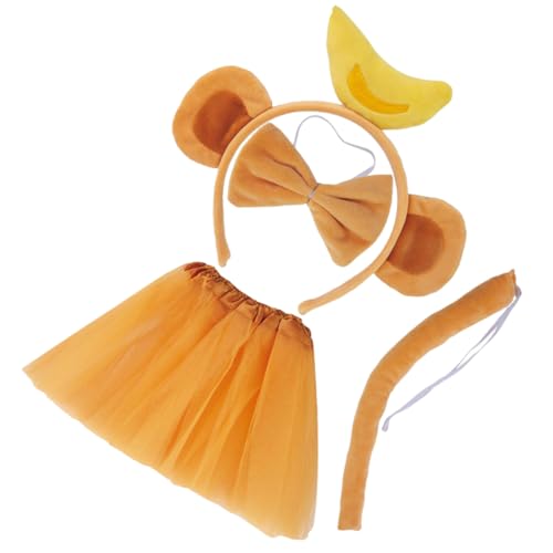 Happyyami 1 Satz Tutu-Rock für Mädchen ohrig Kopfbedeckung mit Affenohren tierischer Kopfschmuck niedliches Tierohr-Stirnband Cosplay Affenkostüm Stoff Light Brown Happyyami 1 Satz Tutu-Rock für Mädchen ohrig Kopfbedeckung mit Affenohren tierischer Kopfschmuck niedliches Tierohr-Stirnband Cosplay Affenkostüm Stoff Light Brown von Happyyami