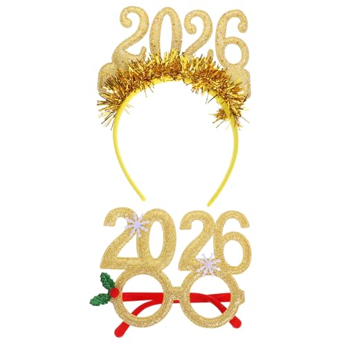 Happyyami 1 Set Silvesterparty-Stirnband und Brille: Bequeme Partybrille mit Haarspange – Silvesterfeiern, Urlaubsfoto-Requisiten von Happyyami