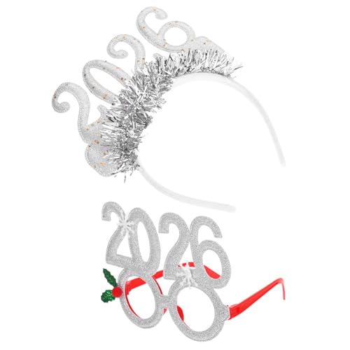 Happyyami 1 Set Silvesterparty-Stirnband und Brille: Bequeme Partybrille mit Haarspange – Silvesterfeiern, Urlaubsfoto-Requisiten Happyyami 1 Set Silvesterparty-Stirnband und Brille: Bequeme Partybrille mit Haarspange – Silvesterfeiern, Urlaubsfoto-Requisiten von Happyyami