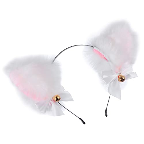 Happyyami 1 Stück Katzenohren Haarreif mit Glöckchen und Schleifen Süßes Cosplay Kostüm Accessoire für Mädchen für Karneval Halloween und Katzenpartys von Happyyami