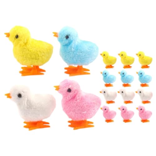 Happyyami 12 Stück -Aufziehküken-Spielzeug Flauschiges Springendes Süßes Hühner-Plüschküken-Spielzeug Für Kinder Osterparty-Geschenke Gemischte Farben von Happyyami