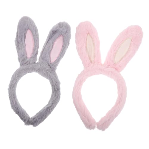 Happyyami 2 Stück Häschen-Stirnband Kaninchen Hase Kostüm Urlaub Stirnbänder Häschen-Cosplay-Stirnband Cosplay-Zubehör Stirnbänder für Mädchen Tierischer Cosplay-Hut Flanell von Happyyami