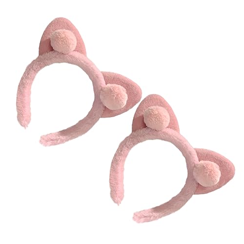 Happyyami Katzenohren Stirnband 2 Stücke Stirnband für Erwachsene Wasch Haarreifen für Makeup und Cosplay Hautfreundliches Design Haarband für Zuhause von Happyyami