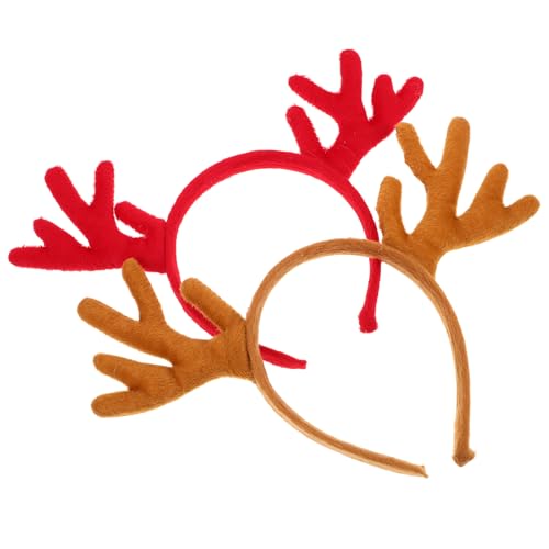 Happyyami 2 Stück Rentiergeweih-Kopfbedeckung: Weihnachts-Stirnband mit Tierohren – Halloween-Haarband aus Elchhorn für Partykostüme, Feiertagsdekoration von Happyyami