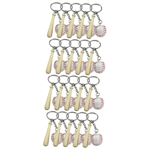 Happyyami 20 Stk Schlüsselanhänger Mini-Zubehör Mini-Geschenke Schlüsselringe Schlüsselbund Baseballgeschenke für Jungen 12-14 Baseball-Zubehör klein zweiteiliger Anzug Fräulein Stock Weiß von Happyyami