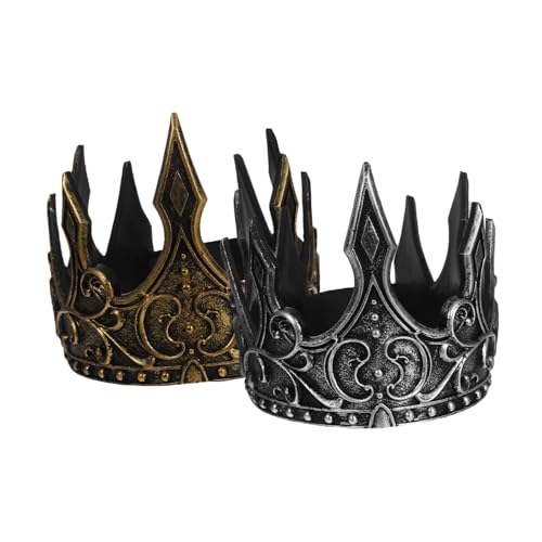 Happyyami 2Stücke PU Krone für Männer Mittelalterliche Krone mit Verstellbarem Kopfband für Cosplay und Partys Gold Silber Leicht und Bequem für Kostümveranstaltungen Happyyami 2Stücke PU Krone für Männer Mittelalterliche Krone mit Verstellbarem Kopfband für Cosplay und Partys Gold Silber Leicht und Bequem für Kostümveranstaltungen von Happyyami