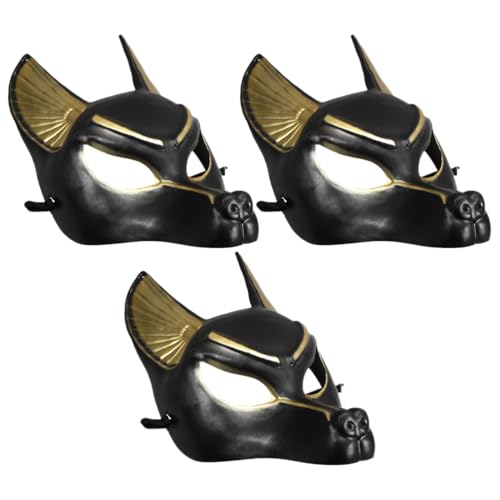 Happyyami 3-teiliges Halloween-Cosplay-Maskenset für Ägypter: Kostüm-Anziehmaske für Maskenball-Anziehpartys – Neuartige Halloween-Kostüm-Requisiten von Happyyami