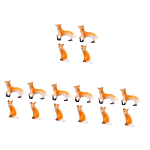 Happyyami 4 Sätze Moos-mikrolandschaftsfuchs Miniatur Fuchs Dekorationen Zwerge Kleines Fuchsmodell Fuchsspielzeug Realistisch Wildfuchsfigur Tiere Mini-Fuchs-Statue Harz Orange 4 Stück * 4 von Happyyami