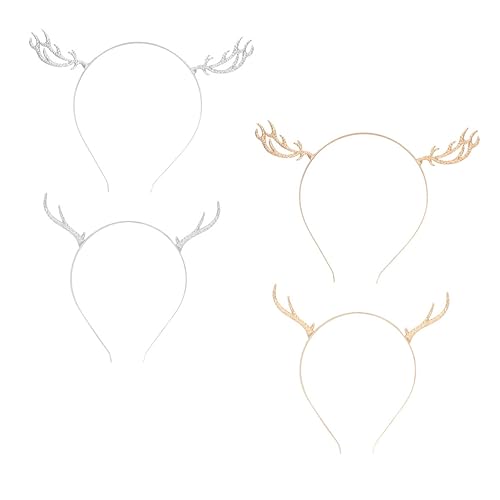Happyyami 4 Stück Weihnachts Haarreifen mit Rentiergeweih Festlicher Kopfschmuck für Erwachsene und Langlebig und Realistisch für Weihnachten Partys und Feiern von Happyyami