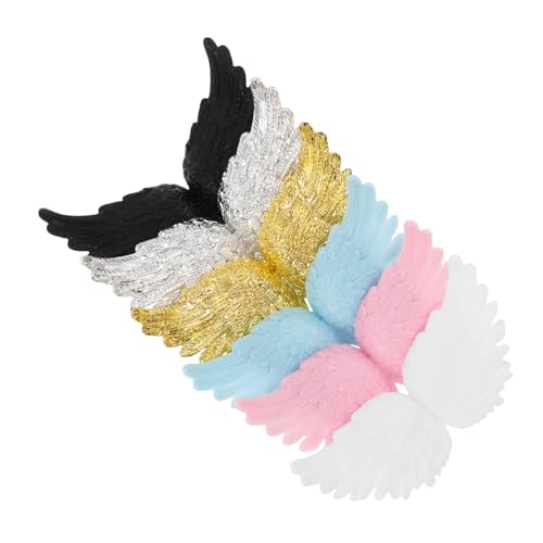Happyyami 6 Stück Engelsflügel Aus Kunststoff, Dekorative Engelsflügel Zum Basteln Von Weihnachten, Mehrfarbige Flügel, Ideal Für Tortenaufsätze, Partydekorationen, Diy-weihnachtsschmuck von Happyyami