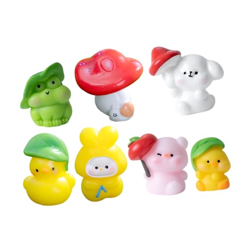 Happyyami 7Stücke Mini Tierfiguren Kunstharz Dekorative Cartoon Dekore für Mini Puppenhäuser und Kuchendekorationen und Langlebig von Happyyami