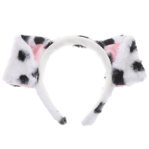 Happyyami Dalmatiner Stirnband Halloween tierische stirnbänder Zeigen Dalmatinische Ohren Schwarz Welpe Cosplay-Kopfbedeckung Tier-Cosplay-Accessoire Kostümstirnband Plüsch von Happyyami