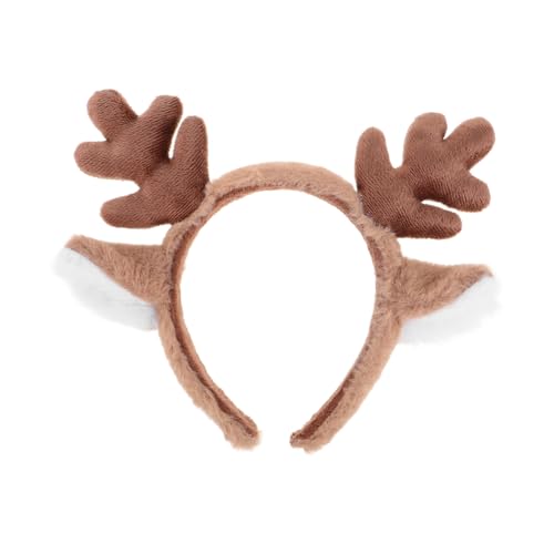Happyyami Flauschiger Haarreif mit Rentierohren Kuscheliges Stirnband für Weihnachten Karneval und Cosplay Bequemes Kostümzubehör für Festliche Anlässe und Partys von Happyyami