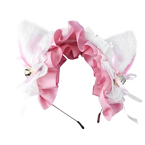 Happyyami Katzenohren Haarreif Bowknot Handgefertigtes Tier Haarband für Partys Halloween und Dekoration Leicht und Bequem von Happyyami