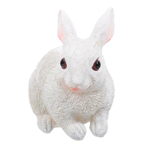 Happyyami Kleine Weiße Kaninchen Dekoration Hase Mini Ohr Tierwelt Tiermodell Tierornament Wilde Tierfiguren Kaninchenfiguren Kaninchenmodelle Wildtierfiguren Kaninchenstatue Harz von Happyyami
