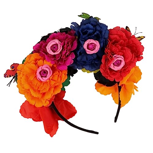 Happyyami Künstliches Blumen Stirnband mit Schmetterlingen für Halloween Partys Eleganter Haarschmuck Rot Orange und Blau für Damen und Mädchen für Kostüme und Feiern Happyyami Künstliches Blumen Stirnband mit Schmetterlingen für Halloween Partys Eleganter Haarschmuck Rot Orange und Blau für Damen und Mädchen für Kostüme und Feiern von Happyyami