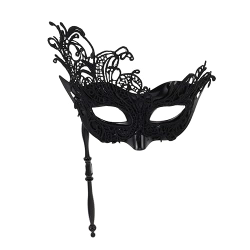 Happyyami Maske mit Stab aus Spitze für Damen und Handgefertigte Karnevalsmaske für Maskenbälle Abendveranstaltungen und Partys Bequem und Formbeständig Vielseitig Einsetzbar von Happyyami