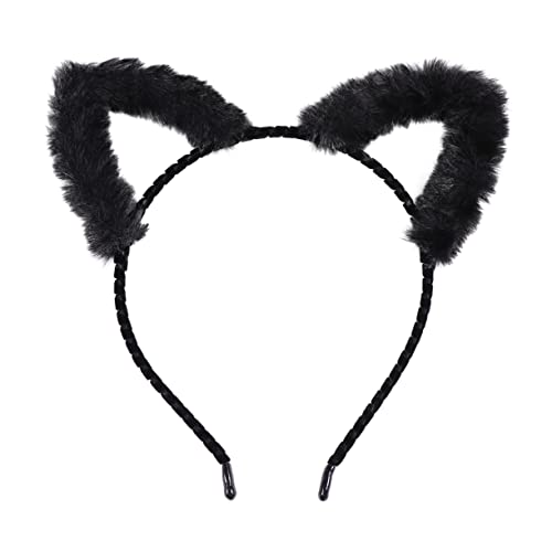 Happyyami Plüsch Katzenohren Haarreifen für Damen Flauschiges Kopfschmuck für Kostümpartys und Cosplay Süßes Design für Kinder und Erwachsene Weicher Kopfband mit Katzenohren von Happyyami