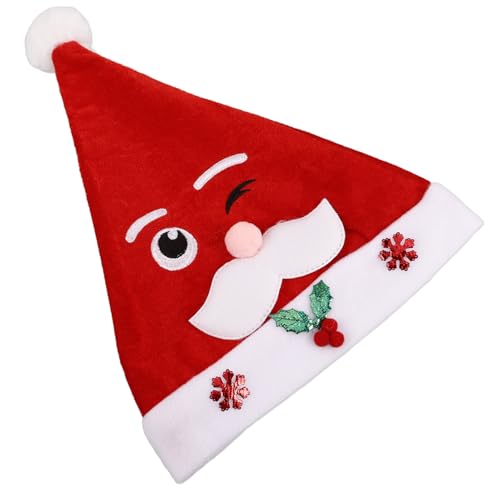 Happyyami Weihnachtsmann Mütze für Erwachsene Lustige Weihnachtsmütze mit Zwinkerndem Design für Winterpartys Festliche Anlässe und Familienfeiern Langlebig und Bequem von Happyyami