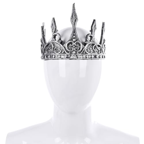 King für Herren – PU Prinz Krone und Diadem, komplett, mittelalterlich, Kostüm, Zubehör Ball, Hochzeit, Halloween, Theater, Bankett, Silber King für Herren – PU Prinz Krone und Diadem, komplett, mittelalterlich, Kostüm, Zubehör Ball, Hochzeit, Halloween, Theater, Bankett, Silber von Happyyami