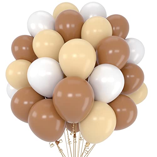 Braun Weiß Blush Latex Luftballons 12 Zoll Neutral Farblich Sortierte Ballon Mit Schleife für Babyparty Geburtstag Party Dekoration 60 Pcs von Haptda