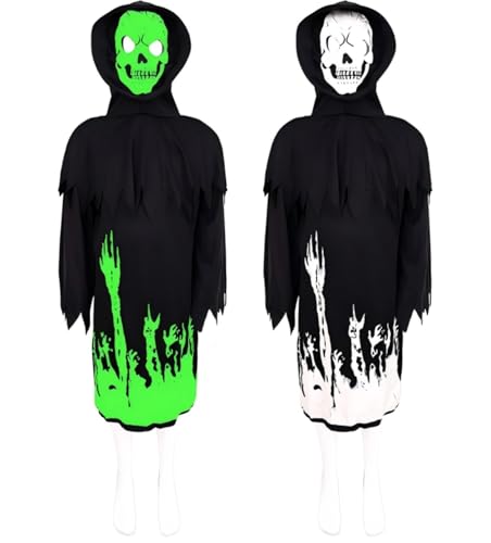 Hardware Tribe Halloween-Cosplay-Kostüme mit Doppeleffekten für Tag und Nacht (100 cm - 180 cm), Hexe, Sensenmann, Skelett-Rollenspiel-Outfits, ideal für Schule, Cosplay, Feiertage, Bühnenauftritte von Hardware Tribe