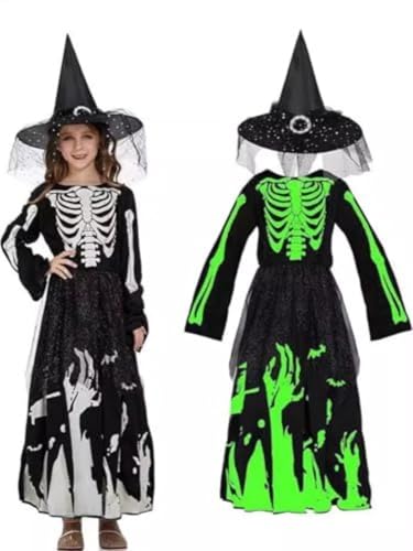 Hardware Tribe Halloween-Cosplay-Kostüme mit Doppeleffekten für Tag und Nacht (100 cm - 180 cm), Hexe, Sensenmann, Skelett-Rollenspiel-Outfits, ideal für Schule, Cosplay, Feiertage, Bühnenauftritte von Hardware Tribe
