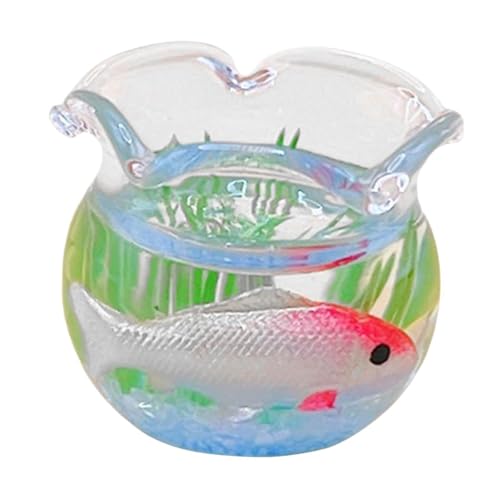 Harilla 1/12 Puppenhaus Fisch im Aquarium Mini Simulation Fisch handgefertigt Miniatur Aquarium Modell Zubehör DIY Foto Prop Dekoration, Gold von Harilla