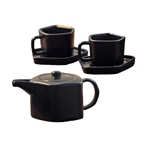 Harilla 1/12 Puppenhaus Teekanne Set Vintage Küchenzubehör für stilvolle Dekoration, Schwarz Harilla 1/12 Puppenhaus Teekanne Set Vintage Küchenzubehör für stilvolle Dekoration, Schwarz von Harilla