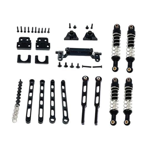 Harilla 1/12 RC-Upgrade-Kit Vorder- und Hinterachse Feste Zugstangen Upgrade-Teil Stoßdämpferhalterungen für MN82S-Modifikation RC-Fahrzeuge, Schwarz von Harilla きん